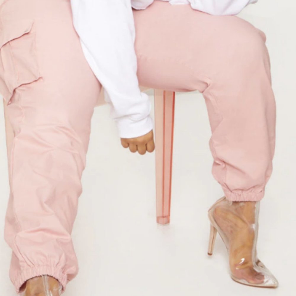 PLUS DUSTY PINK POCKET DETAIL CARGO PANTS